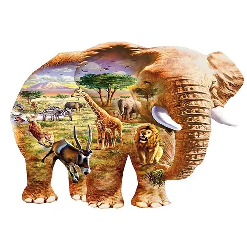 Einzigartige Form Holz puzzle afrikanische Elefanten Puzzle Spielzeug 3d Holz DIY Handwerk geformt