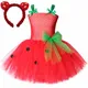 Robe Tutu Rouge pour Bébé Fille Costume de Princesse en Tulle avec Fruits Harvey pour ixde Noël
