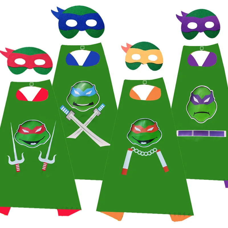 Kinder Ninja Turtles Cosplay Kostüm Superheld Cape Maske Set Halloween Performance Kostüm Cape Image