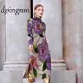 Robe de noël pour femmes imprimé Vintage manches longues vêtement d'hiver fête balançoire