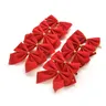Hot 12Pcs Red Bowknot Merry New Year Ornament Happy New Year Xmas Decorating Supplies albero di