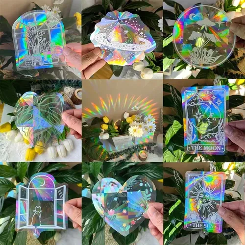 Attrape-soleil arc-en-ciel en PVC, autocollants auto-adhésifs pour fenêtre en verre, feuille de