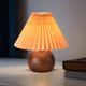 Cute Small Pleated Lamp Modern Bedside Table/desk Lamp Beige Lampshade Metal Base Suitable for Bedrooms Home Offices Living Rooms Children's Dormitories with E27 Light Bulb and Switch Plug