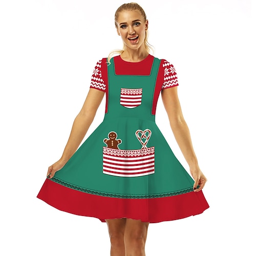 Weihnachtsmann Elf Kleid Ausgefallenes Weihnachtskleid Damen Weihnachten Alltagskleidung Erwachsene Weihnachten Karneval Maskerade Heiligabend Weihnachten Party Kleid