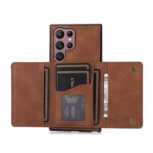 Handy Hülle Handyhüllen Für Samsung Galaxy S25 S24 S23 S23 FE S22 S21 Ultra Plus A55 5G A35 5G A25 A15 Brieftaschenhülle Mit Ständer Magnetisch Kartenfach Retro TPU PU-Leder Image