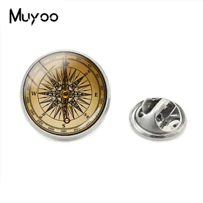 2018 New Arrival Handmade Vintage Jewelry Lapel Pins Retro Compass Glass Round Photos Butterfly