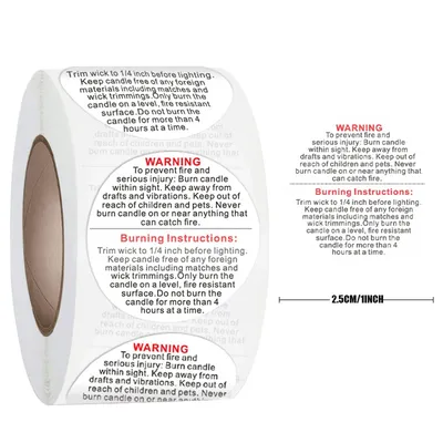 50-500pcs Candle Jar Container Labels Wax Melting Safety Stickers Decal For Candle Jars And Votives