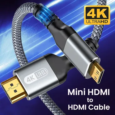 Mini HDMI to HDMI Cable HDMI to Mini HDMI 4K 60Hz High Speed HDMI 2.0 Aluminum Shell Braided Cord