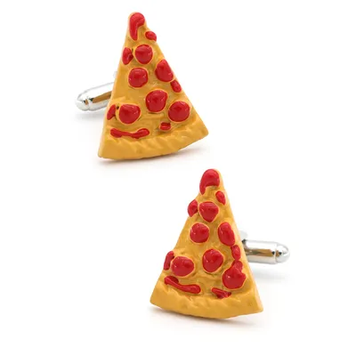 Food Design Pizza Cufflinks For Men Quality Copper Material Yellow Color Cuff Links Wholesale&retail