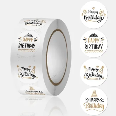 50-500pcs Cute Happy Birthday Stickers 2.5cm/1 Inch Children's Birthday Party Gift Sealing Decorations Greeting Card Labels