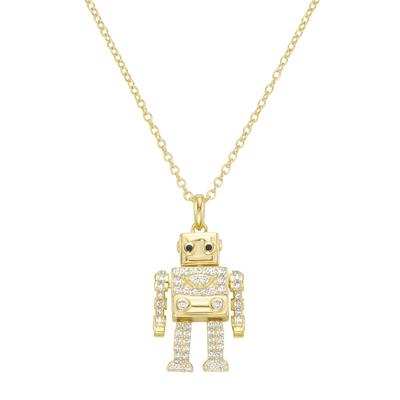 Giorgio Martello Milano - Kette Anhänger Roboter mit Zirkonia, Silber 925 Ketten 1 ct Gold Damen