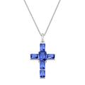 Giorgio Martello Milano - Kette Anhänger Kreuz mit Zirkonia oder Kristallstein, Silber 925 Ketten Blau Damen