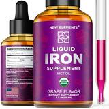 Iron Supplement for Women & Men Free Blood Builder Iron Vitamin for Anemia USDA Organic Liquid Iron Drops for Adults with MCT Oil Natural Grape Flavor Faster Absorption & Immune Support 2 Fl Oz