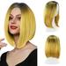 Wig Big Saleï¼� Himery Party Wig Gradient Short Straight Hair Highlight Female Wig Cosplay Wig Realistic Straight with Flat Bangs Synthetic Colorful Cosplay Daily Party Wig Natural As Real Hair J