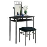 Vanity Set Set Of 2 Makeup Table Organizer Dressing Table Bedroom Black Laminate Grey Metal Transitional