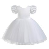 JSGEK 2-3 Years Kids Regular Fit A Line Swing Dress Comfort Color Block Patchwork Toddle Baby Bridesmaid Dresses Wedding Elegant Party Gown Soft Girls Fashion Tulle Tutu Dress White