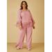 Plus Size Slit Hem Cotton Gauze Pants