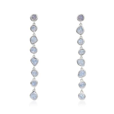 Sterling Silver Siren Mini Nugget Cocktail Earrings Blue Lace Agate