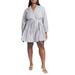 Plus Size Women's Mini Shirt Dress With Belt by ELOQUII in Navy/white Stripe (Size 20)