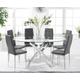 Bernini 165cm Oval Glass Dining Table With 8 Grey Angelo Faux Leather Chairs
