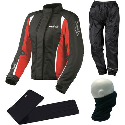 Motorradkombi NERVE "Nerve 4-teiliges Set für Damen Unique Star" Overalls Gr. 46, N-Gr, schwarz (schwarz, rot)