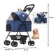 Pet Stroller Strolling Cart for Small Medium Cats Dogs 3-in-1 Waterproof Puppy Strollers Travel Carrier Car Seat with Storage Basket and Cup Holder Up to 12kg/26pounds (Color : Blue)