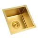 Undermount Gold Bar Sink, Small Bar Prep Sink With Strainer & Sewer Pipe, Mini Kitchen Bar Sink, Square RV Utility Sink, Outdoor Wet Bar Sink, Stainless Steel Single Bowl Sink (Size : 45x45x21cm)