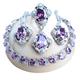 BAFAFA Purple 925 Silver Jewelry Sets For Women Bridal Fine Costume Jewelry Wedding CZ Earrings Rings Bracelets Pendant Necklace Set (Color : 4PCS-Purple, Size : 6)