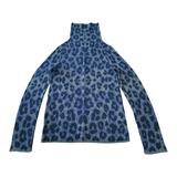 Anthropologie Sweaters | Anthropologie Leopard Print Turtleneck Sweater Knit Black Grey Women’s Size S | Color: Black/Gray | Size: S