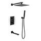 YAGFYg Shower System Wall Mounted Square Rainfall Shower Head Concealed Shower Mixer Digital Temp Display Shower Mixer Set Bathroom,Black,A-Three Functions