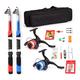 Fishing Rod Fishing Rod Reel Combo Full Kit with 2pcs 2.1m Telescopic Fishing Rods 2pcs Spinning Reels Fishing Lures Hook Accessories Outdoor Fishing Rod