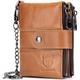 fvmkiuyhn Mens Wallet with Chain, RFID Blocking Leather Bifold Wallets for Men Double Zipper Coin Pocket Purse with ID Window, Coffee
