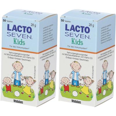 Lacto Seven Kids Erdbeer-Himbeer-Geschmack Tabl. Doppelpack 2x50 St Tabletten Image