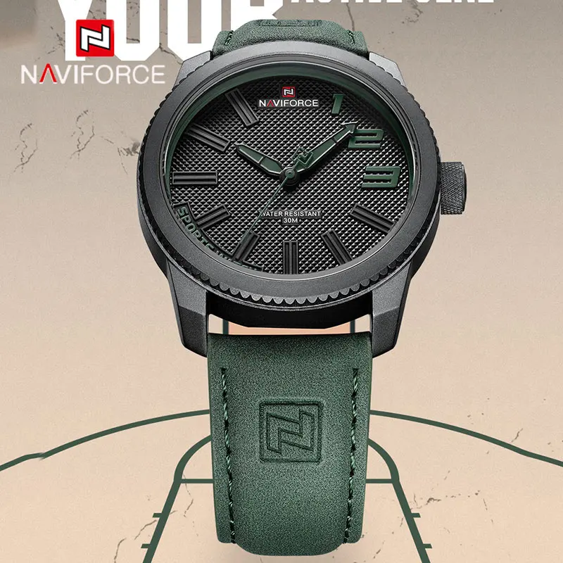 NAVIFORCE Beliebte Männliche Armbanduhr Militär Sport Stoßfest Wasserdichte Leder Uhr Männer Mode Lässig Uhr Relogio Masculino Image
