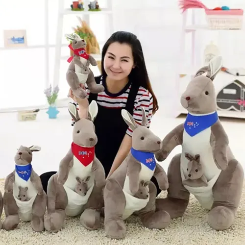 50cm Känguru Plüschtiere grau Känguru Stofftier mit Schal umarmbar weiches Tier Spielzeug kreative