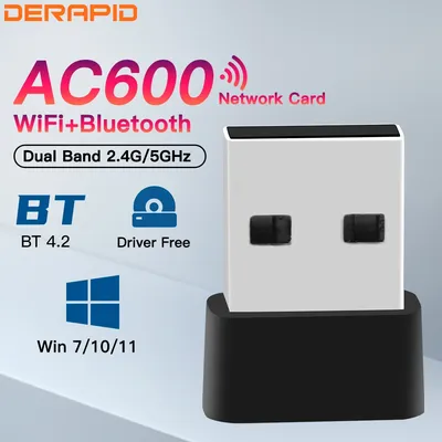 Mini USB Wifi Adapter 600mbps 2,4g 5g USB AC Wifi Empfänger Bluetooth 4,2 Adapter Treiber kostenlos