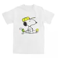 Snoopy glücklich Sport T-Shirts Zubehör für Männer Frauen Baumwolle Neuheit lustige T-Shirt Kurzarm