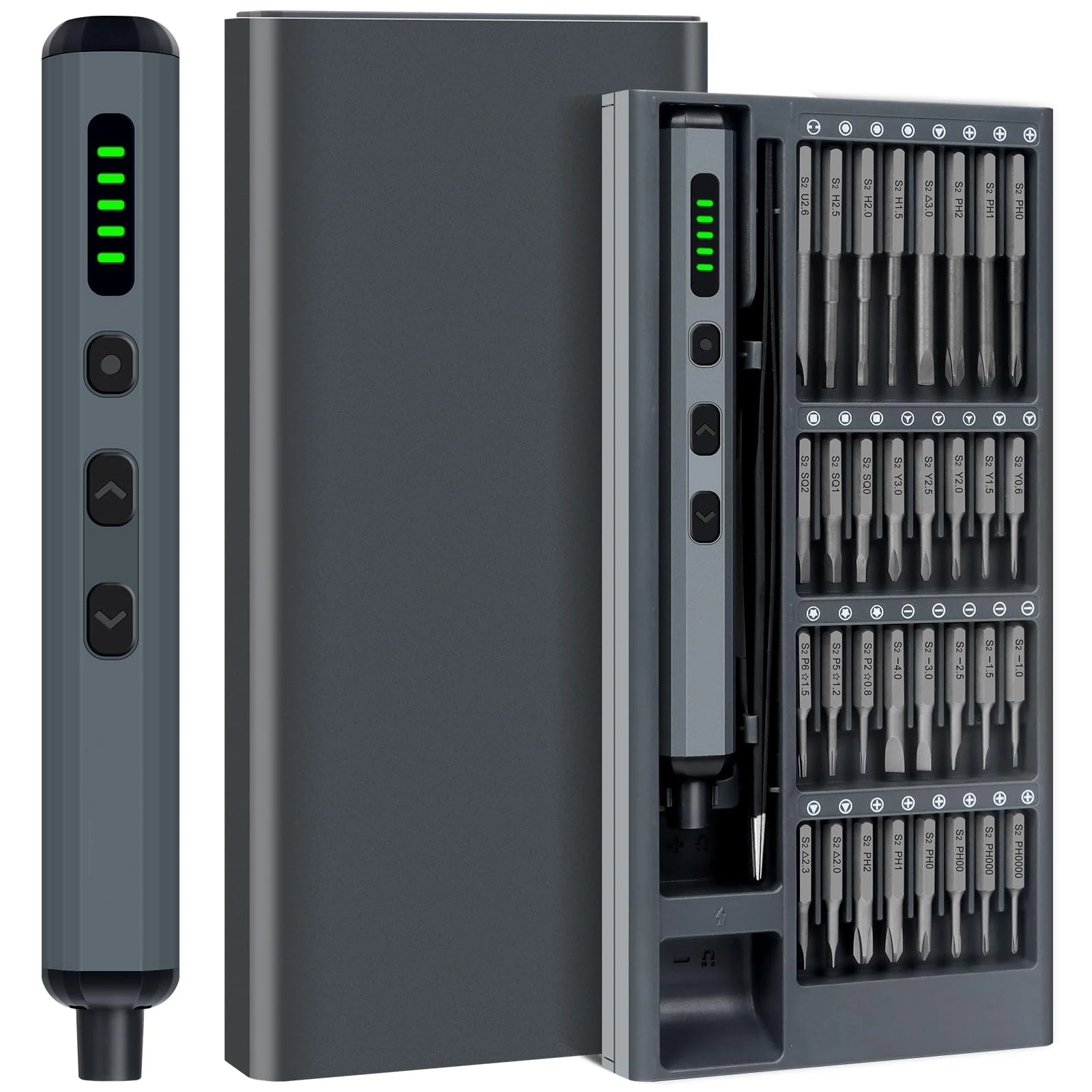 Präzisions-Elektroschrauber-Set, 68 in 1, kabellos, 64 S2, Präzisionsbohrer, 5 Drehmomenteinstellungen, LED-Handreparatur-Werkzeugsatz Image