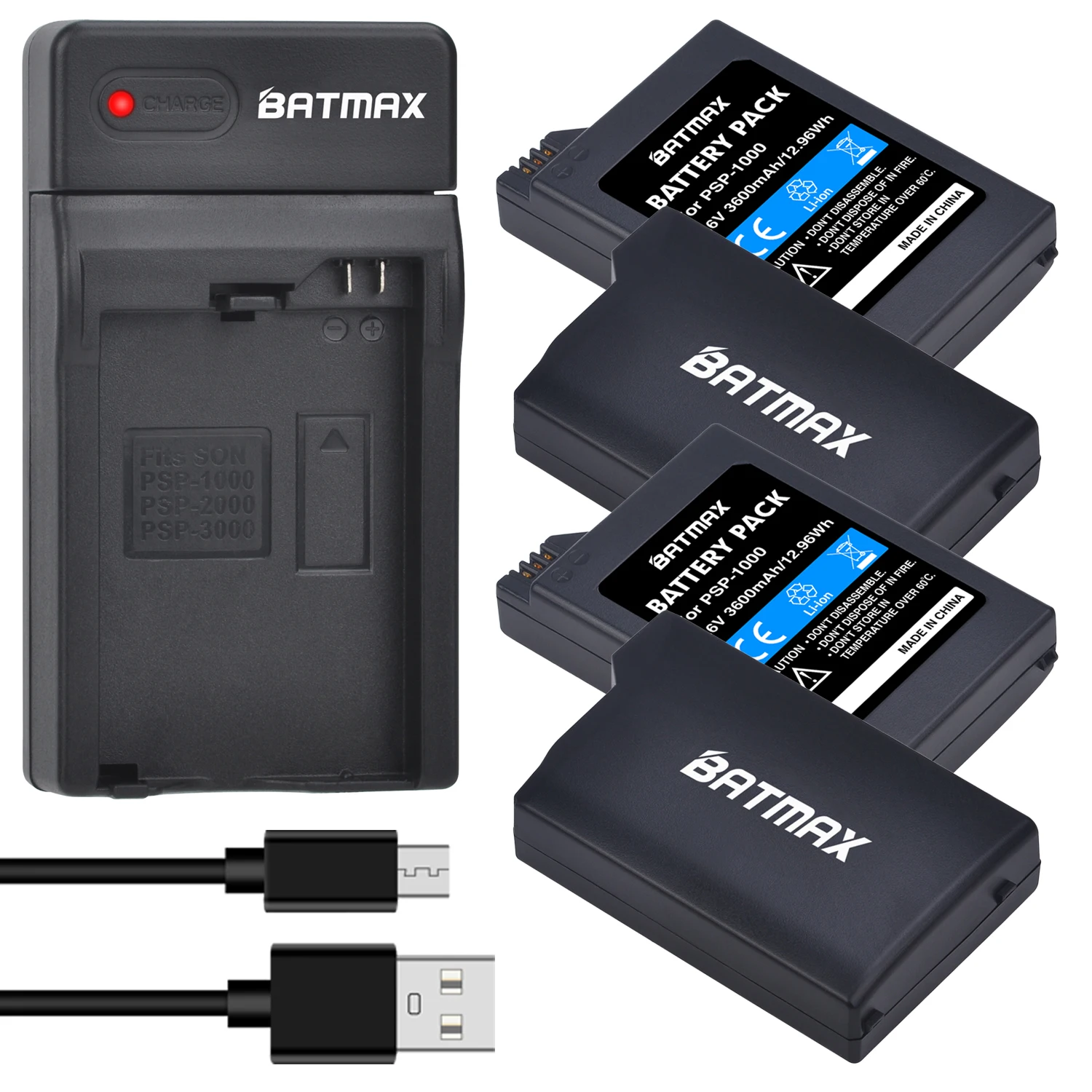 Batmax 3600 mAh PSP-1000 Akku + USB-Ladegerät für Sony PSP1000 PSP-110 Konsolenspielkonsole für Sony 1001,1002,1003,1004,1005,1006 Image