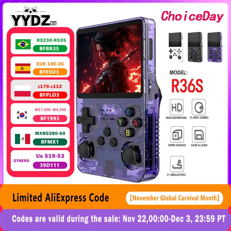 Open Source R36s Retro Handheld Videospiel konsole Linux-System 3,5 Zoll IP-Bildschirm tragbare Tasche Video-Player 64GB Spiele
