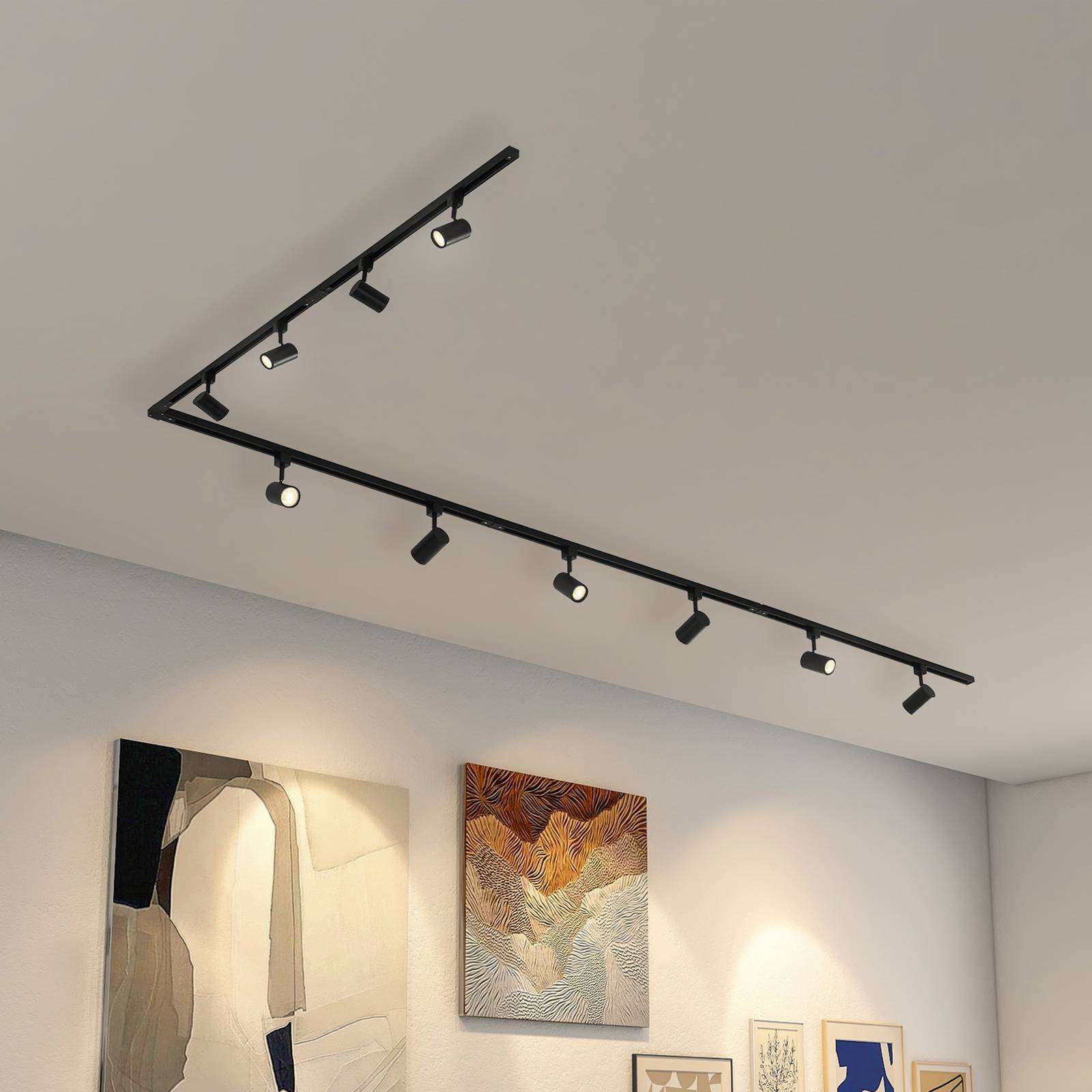 Lindby 1-Phasen-Schienensystem Linaro, GU10, 10-flg. schwarz Linaro Lindby, dimmbar, schwarz, für Flurbereich, Metall, Modern