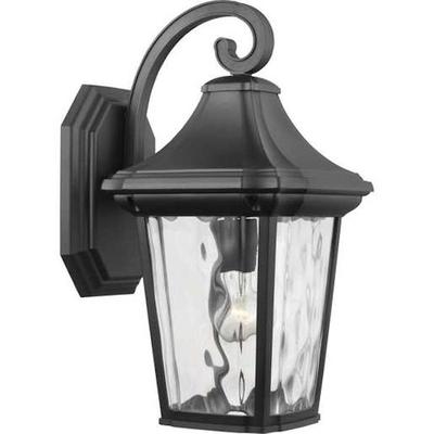 Progress Lighting 239450 - 1 Light Black with Clear Water Glass Wall Light Fixture (BLACK ONE-LIGHT LARGE WALL LANTERN CLEAR GLASS SHADE (P560173-031))