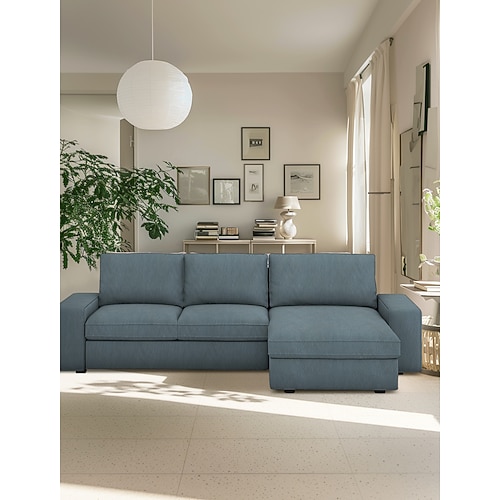 100% Baumwolle 3-Sitzer 4-Sitzer Sofabezug mit Armlehnen einfarbige gepolsterte Baumwollbezüge Image