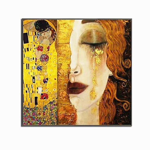 Weihnachten weltberühmte Gemäldeserie 100% handgemaltes hochwertiges Ölgemälde auf Leinwand goldene Tränen von Gustav Klimt Gemälde für Schlafzimmerdekoration Geschenk Image