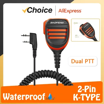 Quansheng UV-K6 PTT Waterproof UV-K5 Walkie Talkie Speaker Radio Microphone Keenwood 2-Pin Type