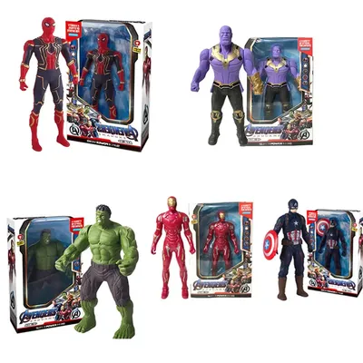 Marvel, Spider Man, Hulk, Iron Man, Anime Toys, PVC Activity Splices, Luminous Doll Series Models,