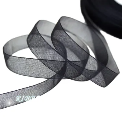 (50 yards/roll) 12mm Organza ribbons wholesale black gift wrapping decoration Christmas ribbons