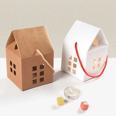 5/10/20/30/50/100Pcs Christmas House Shape Candy Boxes Home Party Supplies Wedding Cookie Candy Kids