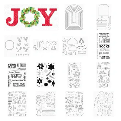 Christmas Holly Wreath Tag Die Cutting Dies New Sentiment Clear Stamps Stencils for DIY Scrapbooking Crafts Template Decoration