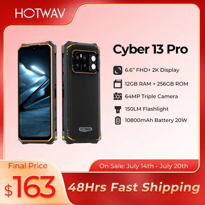 [World Premiere] HOTWAV Cyber 13 Pro 150LM Flashlight 20GB+256GB 6.6'' FHD+ 2K 10800mAh 20W Fast Charging 64MP Android 13 Global